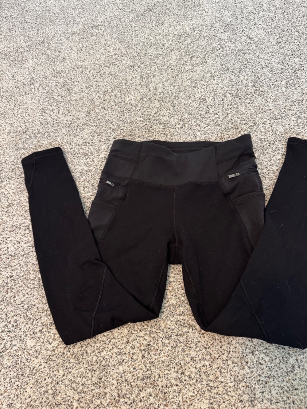 Athleta Black High-Rise Performance Leggings with Zip Pockets